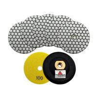 SHDIATOOL Dry Diamond Polishing Pads - Grit 100 6pcs and Rubber Backer Pad (1Set) With Round Shank 100MM Concrete Diamond Sanding Discs Marble Granite Stone polishing