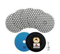 SHDIATOOL Dry Diamond Polishing Pads - Grit 50 6pcs and Rubber Backer Pad (1Set) With Round Shank 100MM Concrete Diamond Sanding Discs Marble Granite Stone polishing