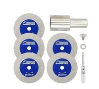 SHDIATOOL Mini Glasses Cutting Disc 50MM with M14 Flange and Screwdriver, 1mm Ultra-Thin Diamond Cutting Blade Wheel for Cutting Glass, Jade, Crystal, Ceramics and etc, 5Pcs