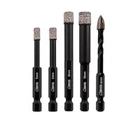 SHDIATOOL Porcelain Tile Diamond Drill Bits, 6/8/10/12mm Quick Change Shank Diamond Core Drill Bit with 1pc 6mm Carbide Triangular Drill Bit for Tile Ceramic Marble Granite Stone