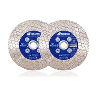 SHDIATOOL Tile Diamond Saw Blade Cutting Disc Wheel 4.5in/115mm 2pcs Cutting and Grinding Porcelain Tile Granite Marble Ceramic Masonry,2pcs