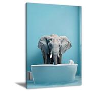 SHDOWARTH Funny Bathroom Wall Art Cute Elephant on Bathtub Poster Humor Animal Wall Decor Loo Sign Wall Decor Humour Gift 16x24in Unframed