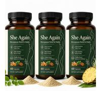 She Again Women's Supplement, Turmeric & Moringa Botanical Blend, Daily Wellness Formula with Bromelain, Herbal Capsule, 60 Capsules(3pcs)
