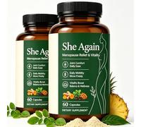 She Again Women's Supplement, Turmeric & Moringa Botanical Blend, Daily Wellness Formula with Bromelain, Herbal Capsule, 60 Capsules (2pcs)