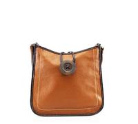 She & Bags Ladies Big Button Detail Loop Top Zip Lightweight Vegan Leather Stitch Design Rommy Shoulder Handbag Practical Crossbody Bag For WomenBROWN