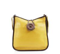 She & Bags Ladies Big Button Detail Loop Top Zip Lightweight Vegan Leather Stitch Design Rommy Shoulder Handbag Practical Crossbody Bag For WomenYELLOW