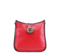 She & Bags Ladies Big Button Detail Loop Top Zip Lightweight Vegan Leather Stitch Design Rommy Shoulder Handbag Practical Crossbody Bag For WomenRED