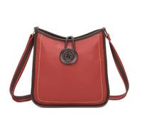 She & Bags Ladies Big Button Loop Zip Closure Vegan Leather Small Shoulder Handbag Crossbody Bag For Women - ORANGE