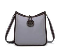 She & Bags Ladies Big Button Loop Zip Closure Vegan Leather Small Shoulder Handbag Crossbody Bag For Women - D grey