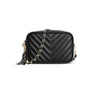 She & Bags Ladies Chevron Casual Messenger Lightweight Shoulder Handbag Practical Crossdbody Bag For Women With Tassel Charm -BLACK