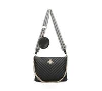 She & Bags Ladies Golden Bee Quilted PU Leather Triple Zip Multi-Pockets Practical Chain Shoulder Handbag Crossbody Bag - BLACK
