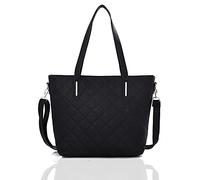 She & Bags Women Black Large Handle Vegan Leather Tote Hobo Bag Top Trend Collection (Quilted Black Tote)