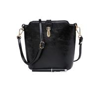 She & Bags Women Sleek Vegan Leather Loop Zip Closure Lightweight Practical Shoulder with Detachable & Adjustable Crossbody Strap BLACK