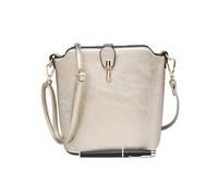 She & Bags Women Sleek Vegan Leather Loop Zip Closure Lightweight Practical Shoulder with Detachable & Adjustable Crossbody Strap GOLD