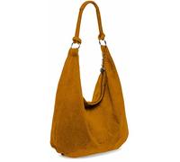 She & Bags Women Soft Slouch Genuine Italian Suede Light Weight Large Shopper Tote Handbag With Ring Buckle Handle (Brown)