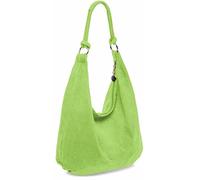 She & Bags Women Soft Slouch Genuine Italian Suede Light Weight Large Shopper Tote Handbag With Ring Buckle Handle (Army Green)