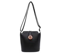 She & Bags Women's Big Button Small Handbag Loop Closure Multi Pockets Shoulder Bag Crossbody Side Handag-BLACK
