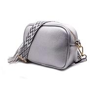 She & Bags Women's Classic Design Lightweight Vegan Leather Crossbody Shoulder Handbag Practical Ladies Casual Messenger Handbag With Tassel Charm (Silver Strap)