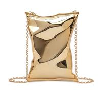 She & Bags Women's Crinkled Metallic Clutch Bag Rigid Novelty Handbag Reflective Crossbody Purse for Parties Weddings Formal Events and Special Occasions (Gold)