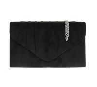She & Bags Women's Elegant Faux Suede Envelope Clutch Wedding Prom Handbag with Chain Strap -BLACK