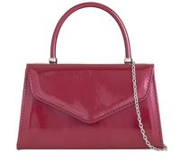 She & Bags Women's Glossy Handbag Shiny Top Handle Purse with Detachable Metallic Chain Elegant Fashion Bag for Wedding Party Prom Cocktail Formal Events and Special Occasions (Cherry Red)