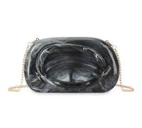 She & Bags Women's Marbled Oval Evening Clutch Geometric Rigid Handbag Metallic Chain Crossbody Elegant Formal Party Purse Wedding Bridal Prom Accessory