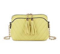 She & Bags Women's Quilted Clutch Bag Tassel Handbag Stitched Synthetic Leather Zipper Purse Compact Shoulder Pouch for Casual Daily Party Evening Fashion