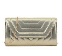 She & Bags Women's Quilted Evening Clutch Geometric Formal Handbag Metallic Chain Elegant Party Purse Crossbody Bridal Wedding Prom Bag