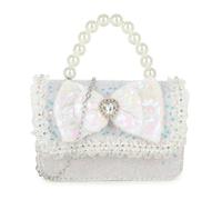 She & Bags Women's Sequined Clutch Purse with Pearly Handle Rhinestone Bow Elegant Formal Evening Bag Sparkly Party Handbag Glamorous Wedding Accessory