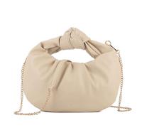 She & Bags Women's Slouchy Knotted Handbag Ruched Dumpling Bag Premium Synthetic Leather Crescent Purse Elegant Evening Clutch Shoulder Bag for Party Wedding Everyday (Beige)
