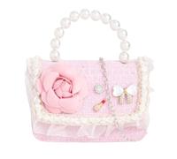 She & Bags Women's Textured Clutch Purse with Pearly Handle Floral Accent Charm Design Elegant Formal Evening Bag Stylish Party Handbag Fashion Accessory