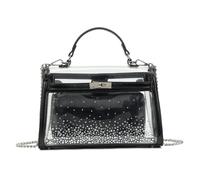 She & Bags Women's Transparent Top Handle Handbag Waterproof Clear Purse with Inner Pouch Detachable Chain for Formal Events and Casual Parties (Black)