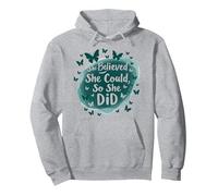 She Believed She Could So She Did Inspirational Quote Pullover Hoodie, Adult Unisex, Heather Grey, Large