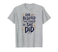 She Believed She Could So She Did Inspirational T-Shirt, Men, Heather Grey, M