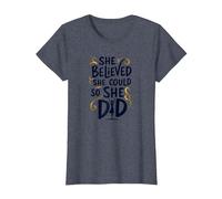 She Believed She Could So She Did Inspirational T-Shirt, Women, Heather Blue, M
