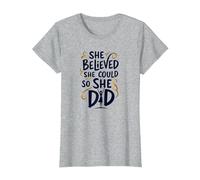 She Believed She Could So She Did Inspirational T-Shirt, Women, Heather Grey, M
