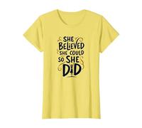 She Believed She Could So She Did Inspirational T-Shirt, Women, Lemon, M