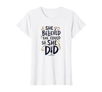 She Believed She Could So She Did Inspirational T-Shirt, Women, White, XXL