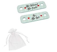 She Believed She Could So She Did Metal Pair Of Trainer Shoes Laces Tags - Running Runner Race Marathon Gift