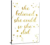 She Believed She Could So She Did Quote Inspirational Gift Canvas Wall Art Picture Print (12x8in)