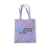 She believed she could so she did statement [GRLPWR] tote shopping bag - Lavender