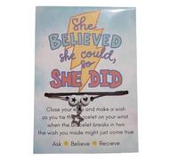 'She believed she could..So she did' Wish Bracelet - Motivational Uplifting Gift - Charm Bracelet - Friendship, Love, Support, Strength
