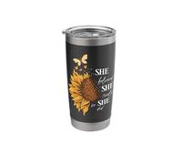 She Believed She Could Sunflower Yellow Floral Inspirational Stainless Steel Insulated Tumbler
