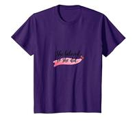 She Believed So She Did Inspirational Women Empowerment T-Shirt, Kids, Purple, 12 Years
