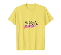 She Believed So She Did Inspirational Women Empowerment T-Shirt, Men, Lemon, 3XL