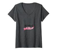 She Believed So She Did Inspirational Women Empowerment V-Neck T-Shirt, Women, Dark Heather Grey, S