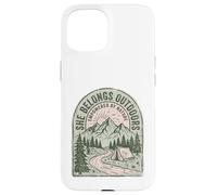 She Belongs Outdoors Empowered by Nature Mountain Tent Case for iPhone 15