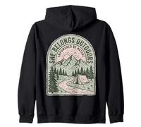 She Belongs Outdoors Empowered by Nature Mountain Tent Zip Hoodie