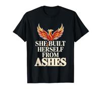 She Built Herself from The Ashes Phoenix Bird Quote Design T-Shirt