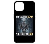 She Calls Me Alpha You Call Me Sir Funny Alpha Wolf Meme Case for iPhone 13